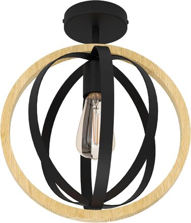 Настільна лампа EGLO Basildon 1: мінімалістичний дизайн, дерево, текстиль, метал, для вітальні та спальні, з вимикачем, цоколь E27