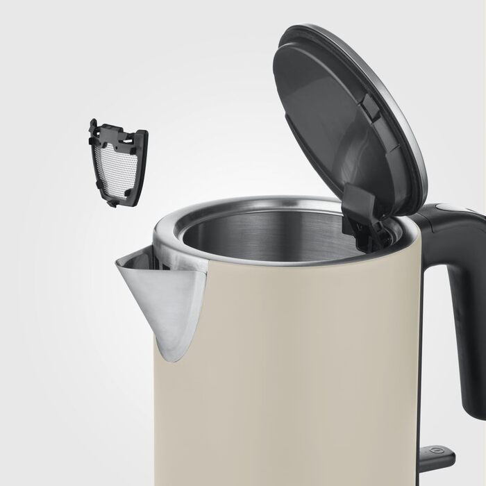 Електричний чайник Severin WK 3489, 1 л, чорний/нержавіюча сталь, з фільтром від накипу та індикатором рівня води