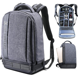 Рюкзак для камери K&F Concept 18L сірий, з відділенням для ноутбука 15.6