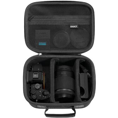 Чохол для фотоапарата Sony Alpha 7 II III IV/7R V, Nikon, Canon, Pentax - жорсткий, з сітчастим відділенням для зарядного пристрою, кабелів та аксесуарів - чорний