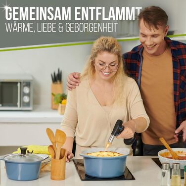 Кулінарний пальник STAHLMANN® для карамелізації та фламбування (1300°C), преміум-якість, з 2-ма балонами газу по 300 мл