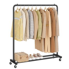 SONGMICS Кільцева вішалка для одягу на коліщатках, чорна, 38 x 110 x 141,5 см, до 50 кг, HSR016BH01