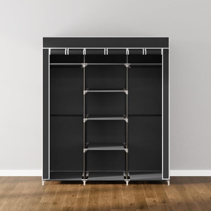 Wardrobe, Fabric Wardrobe for Bedroom, Fabric Closet, Large Storage Space, Sturdy Wardrobe, for Bedroom, Dressing Room, 150x45x175cm, (Black)