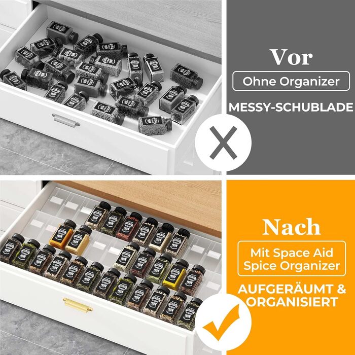 Організатор для спецій Famhap, 24 шт. Прямокутні полички для спецій, органайзер для спецій у ящик, полиці для спецій, органайзер для спецій, прозорі