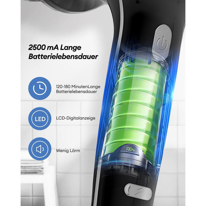 CkeyiN Electric Cleaning Brush, Cordless Grout Cleaner with 7 Replaceable Brush Heads for Bathroom, Car, and Kitchen, Handheld Power Spin Scrubber Grout Brush With LED Display, 2 Modes, Black