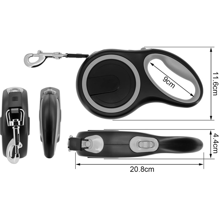 Висувна собача шлейка 8м, високоякісна, для собак до 50кг (сіра, фіолетова)