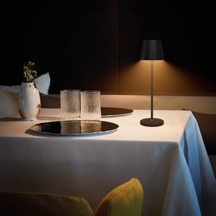 LED акумуляторні настільні лампи Klighten (2 шт.), диммування, для дому та вулиці, USB зарядка, 3000K, IP54, алюміній (чорний)