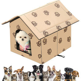 Кіт-будинок на вулицю: тепла, водонепроникна кімната для кота/маленької собаки WIYETY 40x35x38 см, знімна, миється, для тварин