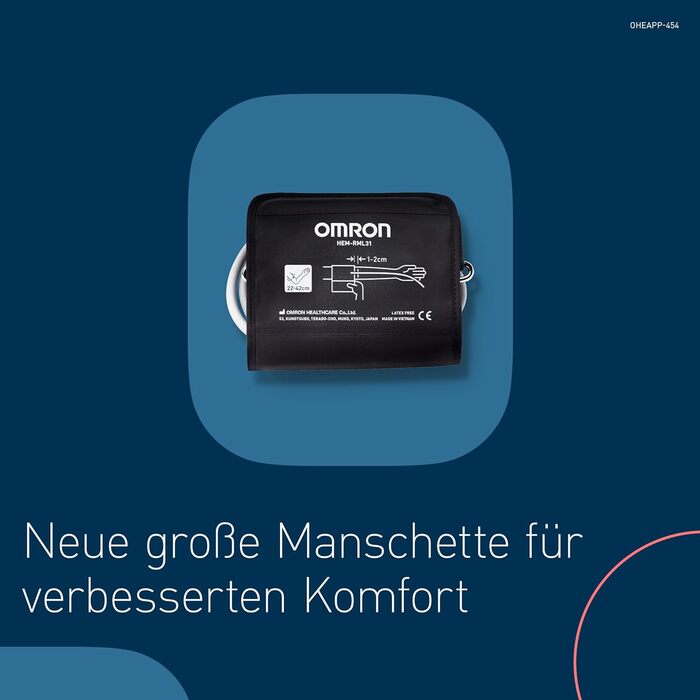 Тонометр OMRON X2 Smart+ з Bluetooth, клінічно перевірений, універсальна манжета 22-42 см, безкоштовний додаток, сертифікат Deutscher Hochdruckliga