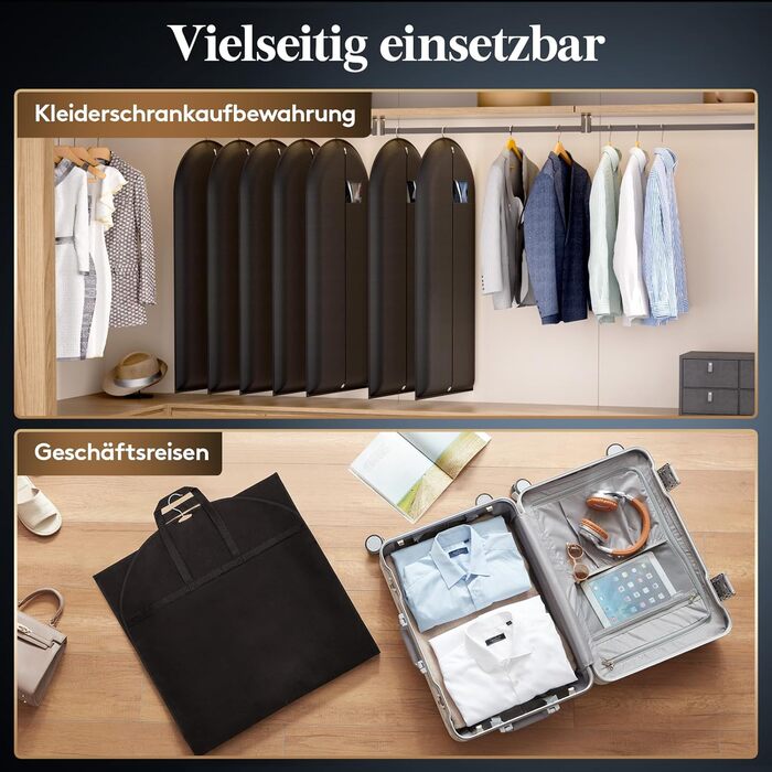 Чохол для одягу Lifewit 120 GSM з мішком для взуття - для костюмів, піджаків, ансамблів. Ідеально для подорожей та зберігання. Розмір 120 x 60 см.