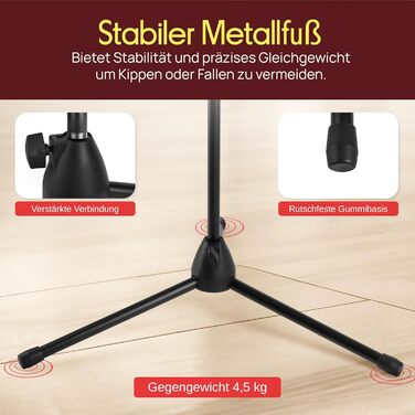 Мікрофонний стійка Pyle з регульованою висотою 85-153 см, універсальна, з міцною основою