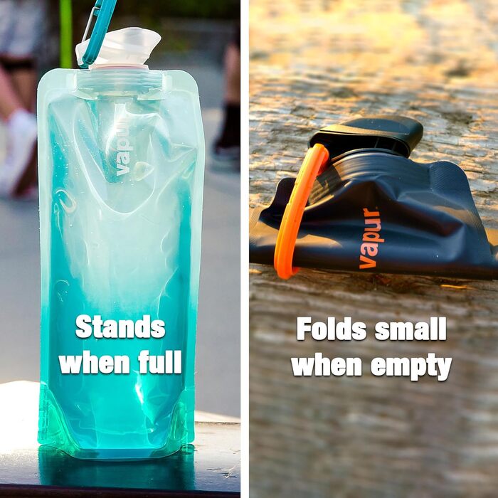 Eclipse plastic water bottle, reusable, foldable/rollable