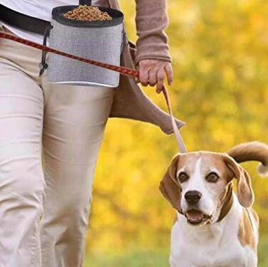 Сумка для тренувань з ласощами для собак, цуценят, сіра. Зручна для прогулянок та подорожей