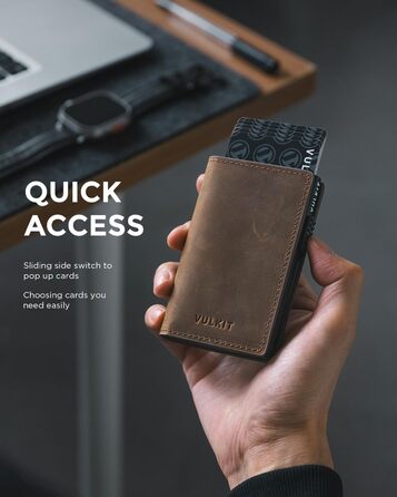 VULKIT Картхолдер Pop-Up RFID Захист Шкіряний Гаманець для 11 Карт та Грошей Crazy Horse Espresso