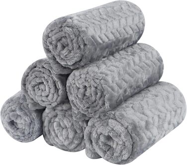 6 шт. м'які ковдри для собак та котів BVAGSS, фліс, фланель, 60x40 см, сірий колір