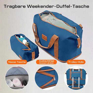 Чемодан Joyway ABS з розширенням, набір 4-х коліс та TSA-замком. В комплекті: сумка та косметичка (Блакитний, M)