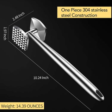 Кухонний молоток Aliglow для м'яса: для стейків, птиці та яловичини (L, сплав)