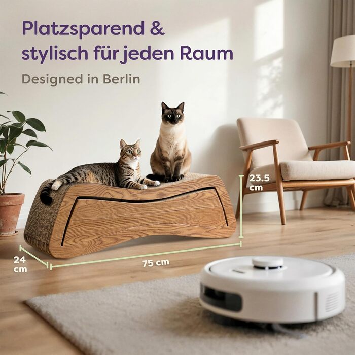 Кігтеточка для котів 3 в 1 XXL 75 см – міцна картонна поверхня для догляду за кігтями – до 2 років використання – економія місця – захист диванів та меблів (Mountain) (Білий) (Коричневий)