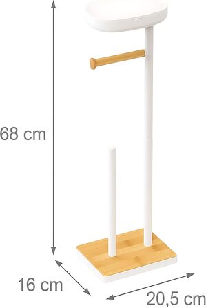 Підставка для туалетного паперу Relaxdays з полицею, білий/натуральний, 68x20,5x16 см