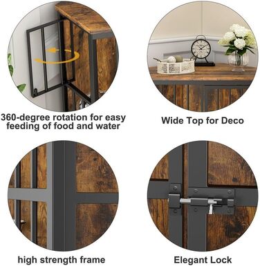 ROOMTEC Клітка для собак кутова, дерев'яна, з мискою, 106,7 см. Підходить для обмеженого простору, внутрішня переноска для тварин