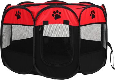 Летворезист для цуценят, кроликів, курчат: портативний, складаний, з сіткою та блискавкою. Підходить для використання в приміщенні та на вулиці (червоний)