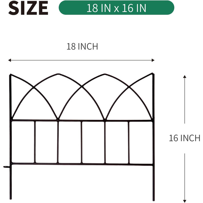 SCENDOR GARDEN Набір 5 декоративних панелей для паркану 45x40 см, антикорозійний металевий паркан для собак, саду та клумб, розкладний, чорний