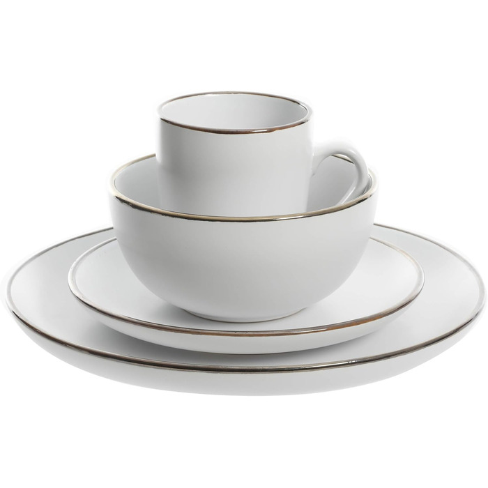 Набір посуду Gibson Home Rockaway з каменю, 16 предметів, матовий білий/металевий, на 4 особи