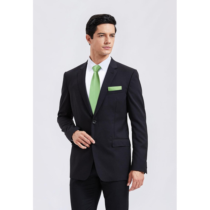 Краватка та нагрудна хустинка Enlision: класичний комплект для весілля, бізнесу та офіційних заходів (Salbei Grün)