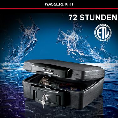Master Lock Fireproof and Waterproof Safe with Key - Triple Protection (Flight, Fire, Flood), 4.9L, 15.6 x 36.2 x 33 cm