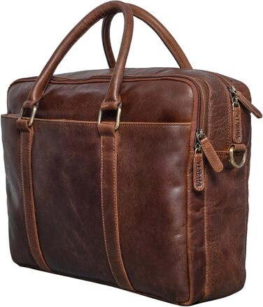 Сумка для ноутбука LEABAGS Leder Aktentasche чоловіча зі шкіри, до 16 дюймів, коричнева (M, Cow Saddle Horse)