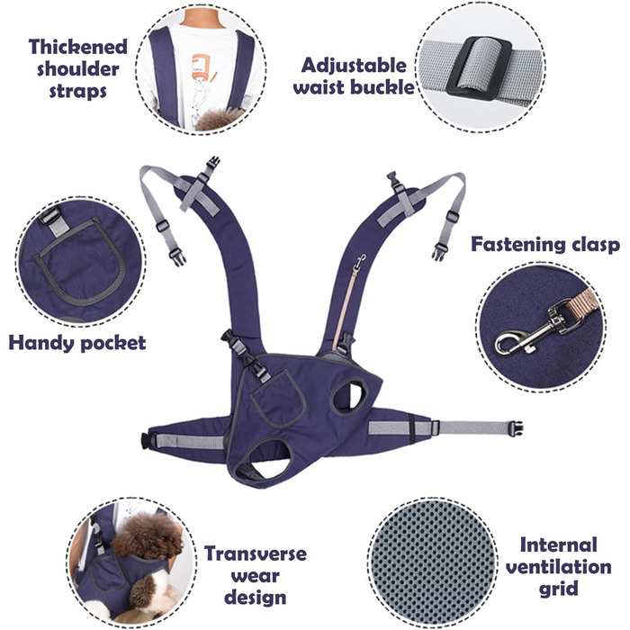Рюкзак для кота та собаки – переноска для тварин з дихаючим мережем, регульована, для маленьких та середніх тварин, з виходом для хвоста, зручна для подорожей та велопрогулянок