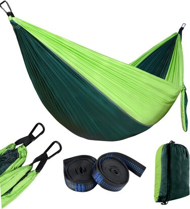 Гамак OTraki для відпочинку на природі 270x140 см: легкий, портативний, нейлон. Ідеально для саду, балкону, кемпінгу та дому.