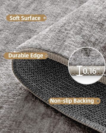 Килимок для дому COLOR&GEOMETRY 60x90 см з неслизьким покриттям TPE, сірий (Rechteckig)