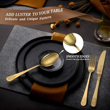 Набір столових приборів DRAGON RIOT на 6 осіб (30 предметів) з нержавіючої сталі, рожеве золото, елегантний набір ножів, виделок та ложок для дому, вечірки або ресторану