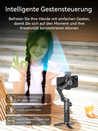 Стабілізатор для смартфона AOCHUAN з 3 осями, RGB-підсвічуванням, трекінгом обличчя та регулюванням фокусу. Підходить для iPhone/Android. Ідеально для зйомки Vlog (Smart XE AI)
