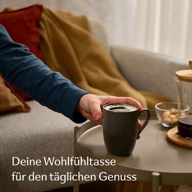 Coffee Mugs 6-Piece Set Modern Black - Unique Stripe Pattern - Matte Ceramic - Microwave Safe - Dishwasher Safe & Comfortable Handle