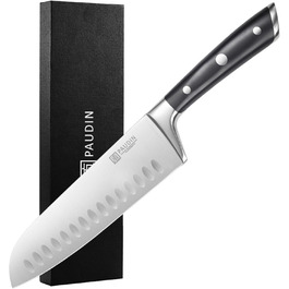 Кухонний ніж Santoku PAUDIN 17 см, професійний, японський стиль, з німецької високовуглецевої сталі, надгострий, довговічний, ергономічна ручка