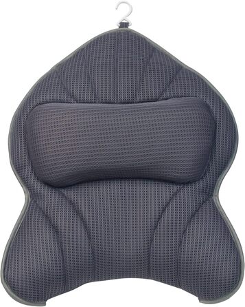 Poemland Extra Thick, Large Bathtub Pillow with Neck, Back, and Head Support for Bathtub, Spa, Soaking - Grey (19 x 15 inches)