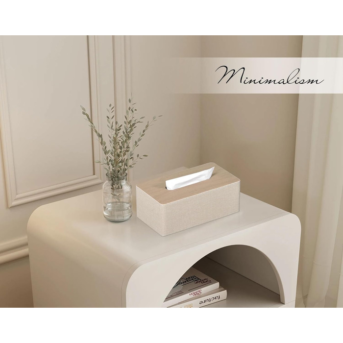 GOLRANLYE Cosmetic Tissue Box, 25×13.5×9.5 cm PU Leather Modern Tissue Box Rectangular for Bathroom, Bedroom, Dining Room, Office and More (Beige)