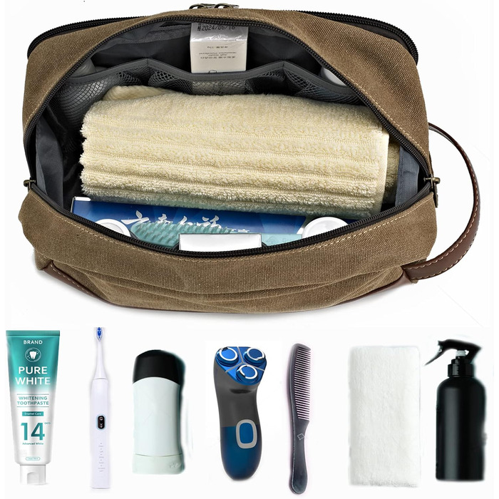 Чоловіча та жіноча дорожня косметичка/рюкзак з канвасу, велика, блакитна (28x16x14 см)