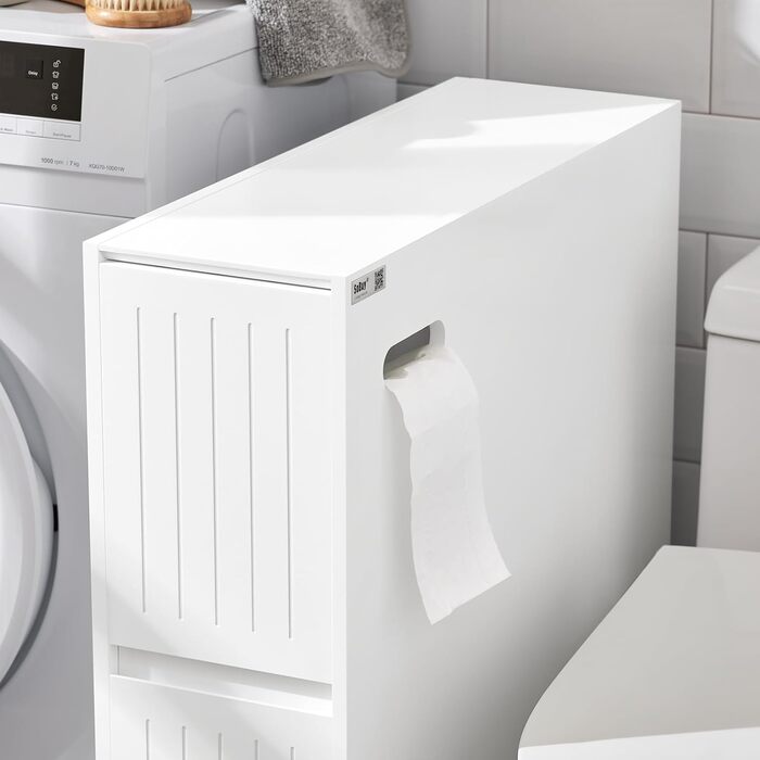 SoBuy BZR111-W Niche Shelf 20cm with Wheels Kitchen Shelf Niche Cart Roll Cart Niche Cabinet Narrow Shelf Toilet Paper Storage Bathroom Furniture White WxHxD approx. 20x75x60cm