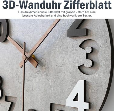 Стільна настінна безшумна годинник Stellarize з дерева 3D, 30 см, для кухні, вітальні, дитячої, офісу