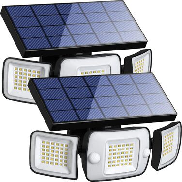 INTELAMP Solar Lights for Outdoors with Motion Sensor, 6000 mAh Solar Lights for Outdoors 108 LED Solar Lamp Outdoor Ideal for Terrace, Porch, Garage, Yard, Streets, IP65 Waterproof (2 Pack)