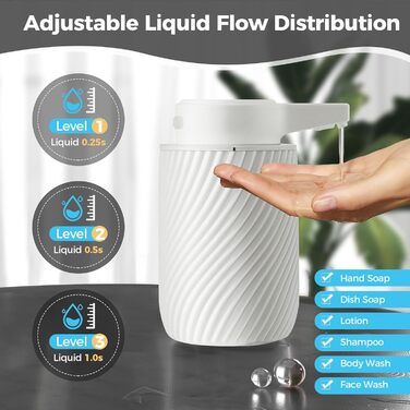 Automatic Soap Dispenser 300ml Electric Automatic Soap Dispenser with Sensor, No Touch Automatic Soap Dispenser with USB Charging for Bathroom, Kitchen, Toilet White