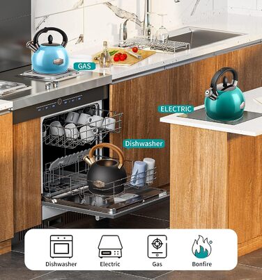 Чайник для плити Teekessel & Teekanne 2.6 л з свистком, нержавіюча сталь, полірована чорна поверхня