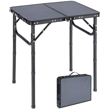 REDCAMP Складаний столик з регулюванням висоти, легкий портативний туристичний столик 60 x 40 см (4 рівня висоти) з сітчастою поверхнею, для дому та вулиці, балкона, ринку, кухні, темно-сірий, 60*40 см (4 рівня)