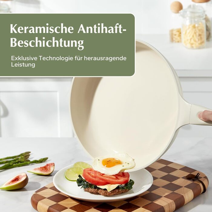 Redchef Ceramic Nonstick Fry Pan 28cm - Induction Compatible, Chef's Pan - PFOA, PTFE, PFAS Free - Scratch Resistant, Dishwasher Safe