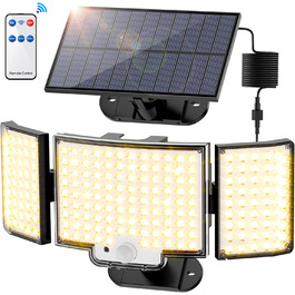 Сонячні ліхтарі для вулиці з датчиком руху, 212 LED, 3 режими, водонепроникні, настінні світильники IP65 для саду, холодне/тепле світло, комплект 2/1 шт.