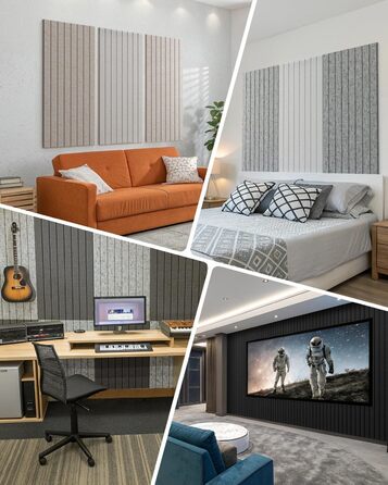 Акустичні панелі Soundsbay самоклейні для звукоізоляції та декору стін, 120×60×0.9 см, чорні (3 шт, 2.16 м²)