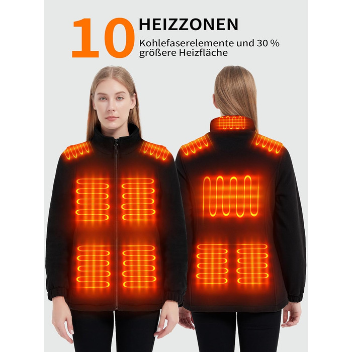 Обогревна куртка для жінок з Powerbank 18400 mAh, 10 зон обігріву, флісова куртка Feece, тепла куртка з акумулятором, зимовий одяг з обігрівом (L)